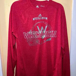 Adidas Climalite Long sleeve T-shirt Red Wisconsin Unrivaled Series Size Small
